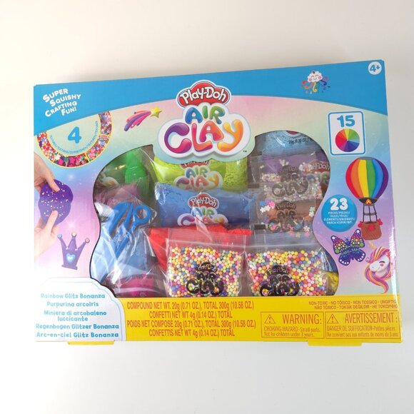 Play-Doh Air Clay Rainbow Glitz Bonanza 23 pcs New Sealed for Kids Fun Art - Picture 2 of 9